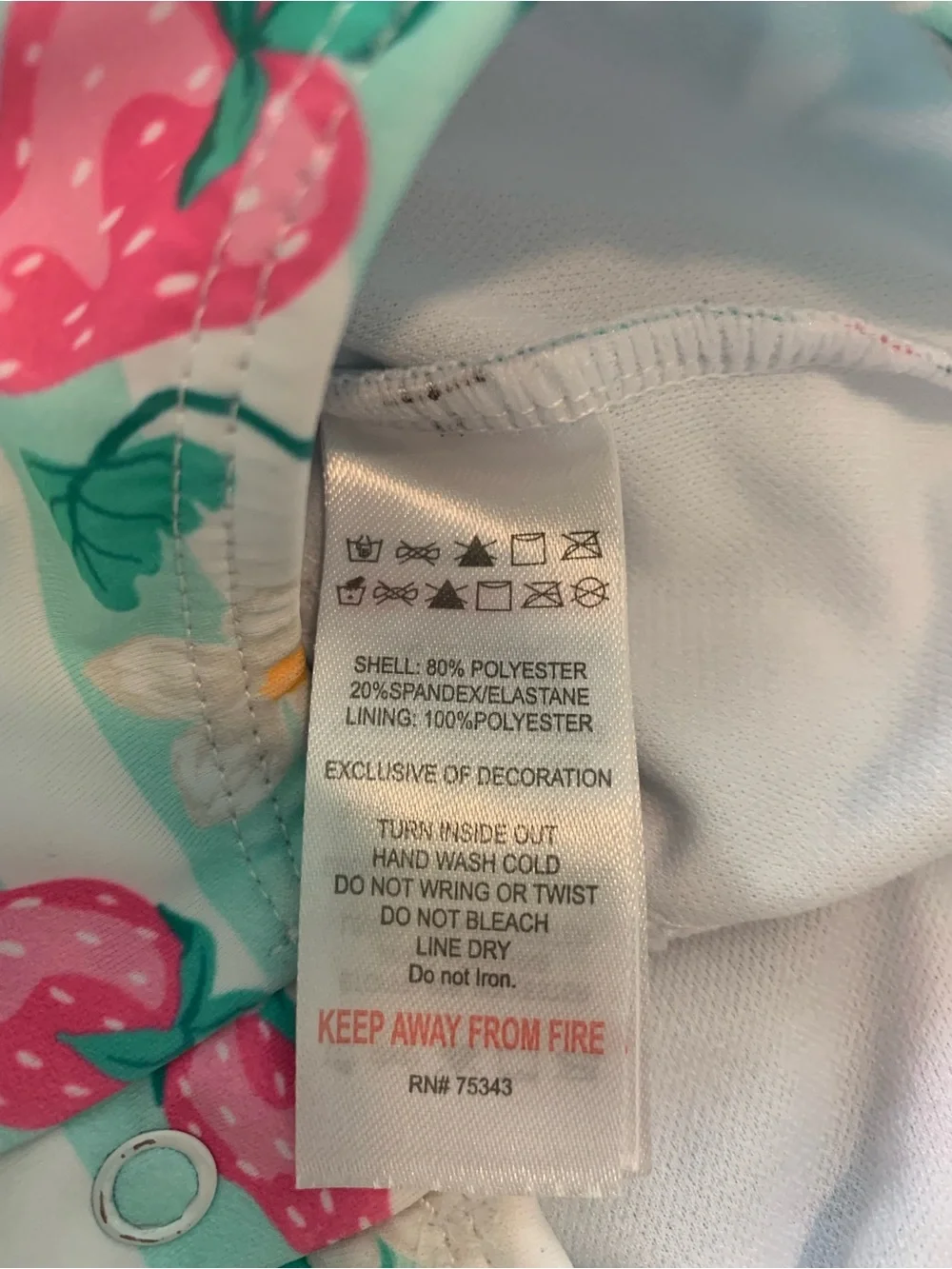 Tommy Bahama Strawberry Rash Guard 1 Piece Swimsuit Floral Striped Pink Blue 18M